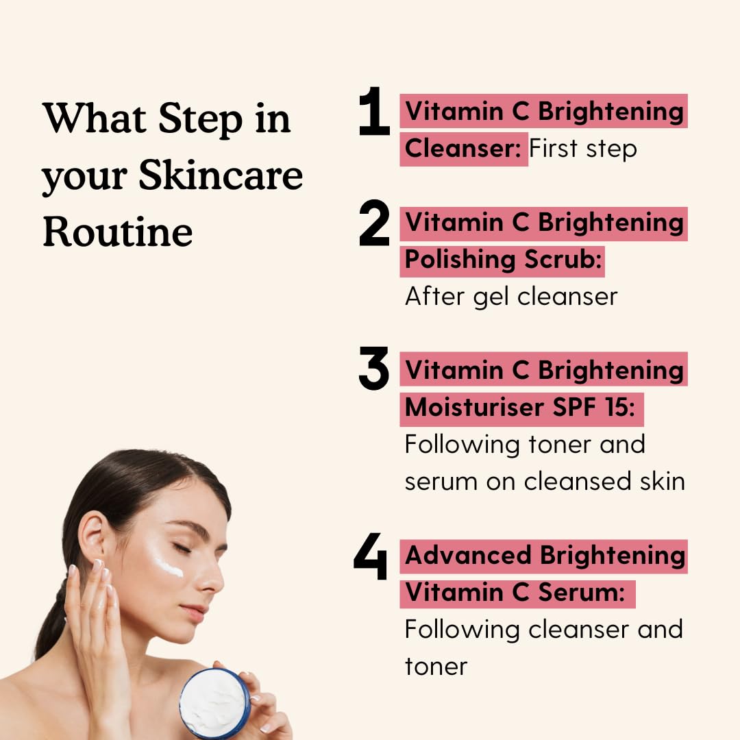 Essano Vitamin C Skin Care Set, Radiant Skincare Pack with Gel Face Cleanser (40ml), Exfoliating Face Scrub (40ml), Facial Serum (3ml), SPF15 Moisturizer (10g), For Travel or Trial, Cruelty Free