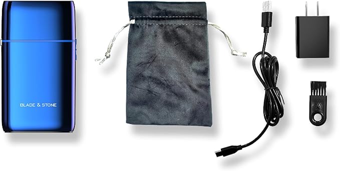 Blade & Stone™ PS501 Foil Shaver | Graphene-X™ Blade | Professional Foil Shaver for Men | 8000 RPM Durable Motor, All-Metal, Cordless Barber Shaver - Big Blue