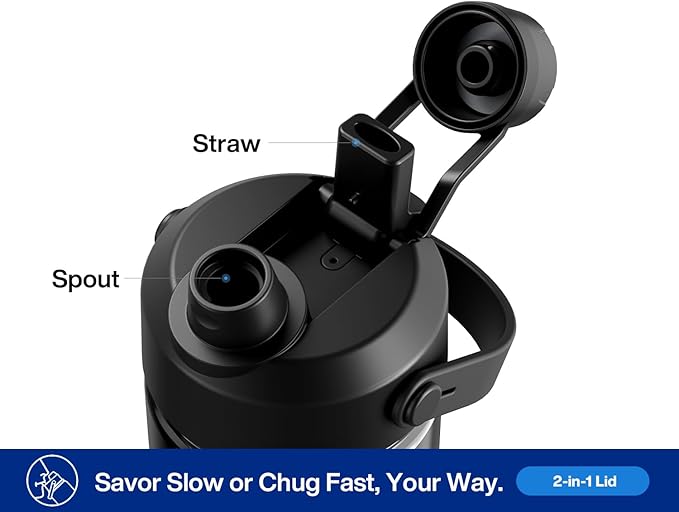 26 oz Insulated Water Bottle with 2-in-1 Straw and Spout Lid, Keep Cold 24H, Leak-Proof, Fits in Car Cup Holder, Stainless Steel Water Bottle for Sports, Trip, Gym, and School (Twilight Night)