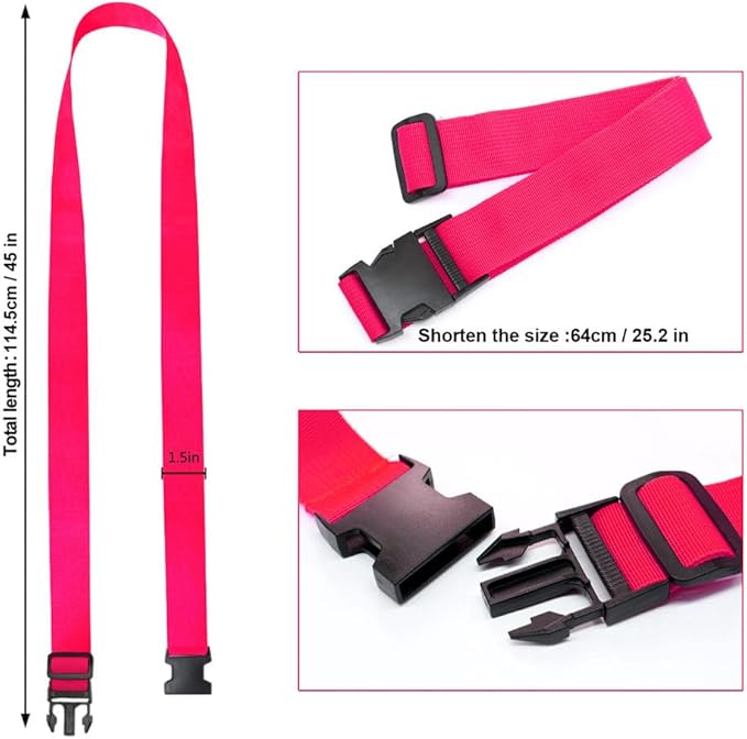 2Pack Luggage Straps for Suitcases, Travel Connector for Carry On Bag, Add Bag to Connect Two Suitcases, Adjustable Belt Attachment Accessories for Connect Your 3 Luggages, Rose