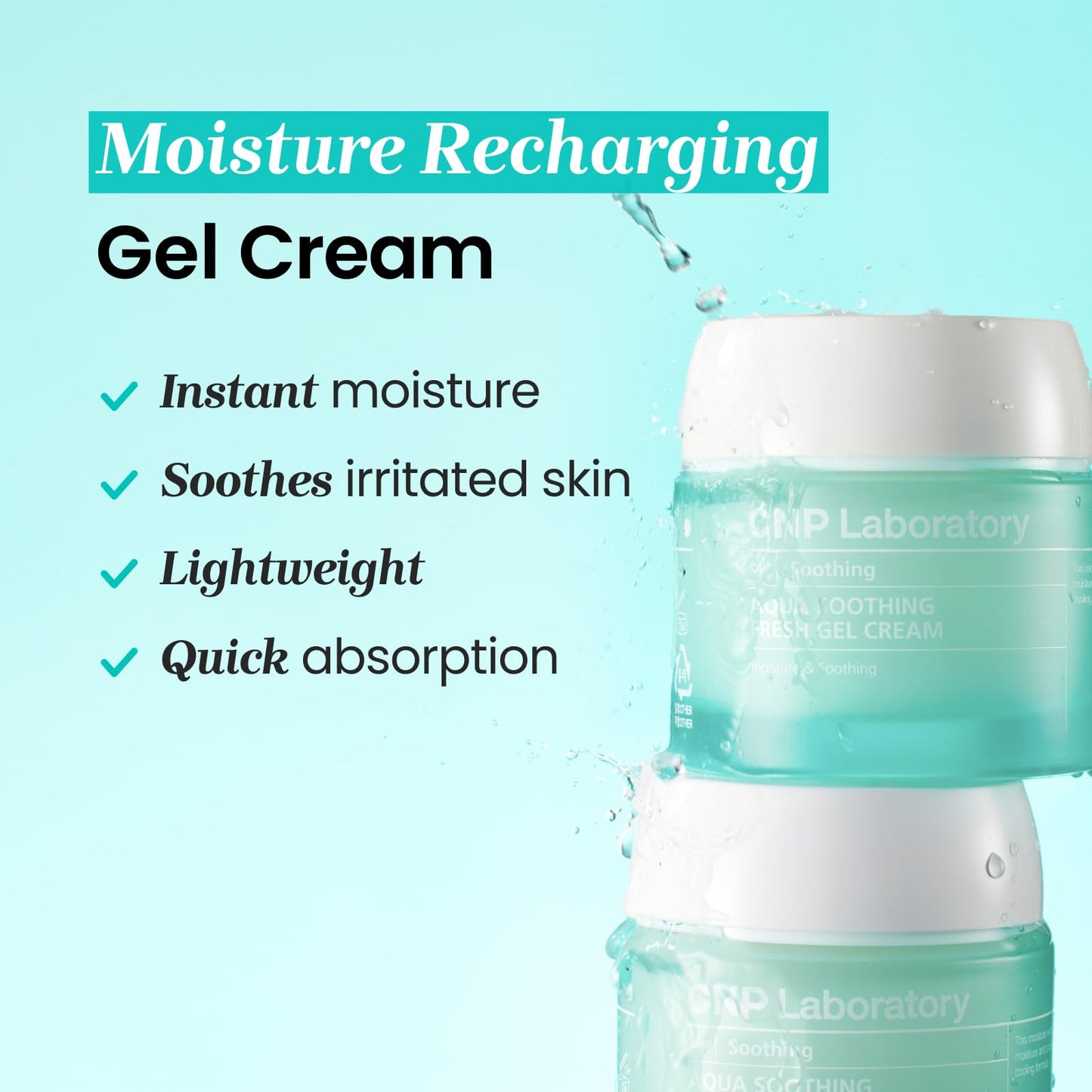 CNP Aqua Soothing Fresh Gel Cream - Moisture Recharging Gel Cream, Instant Cooling Effect, Hyaluronic Acid for Hydration, After Suncare, Korean Skin Care (80ml / 2.7fl oz)