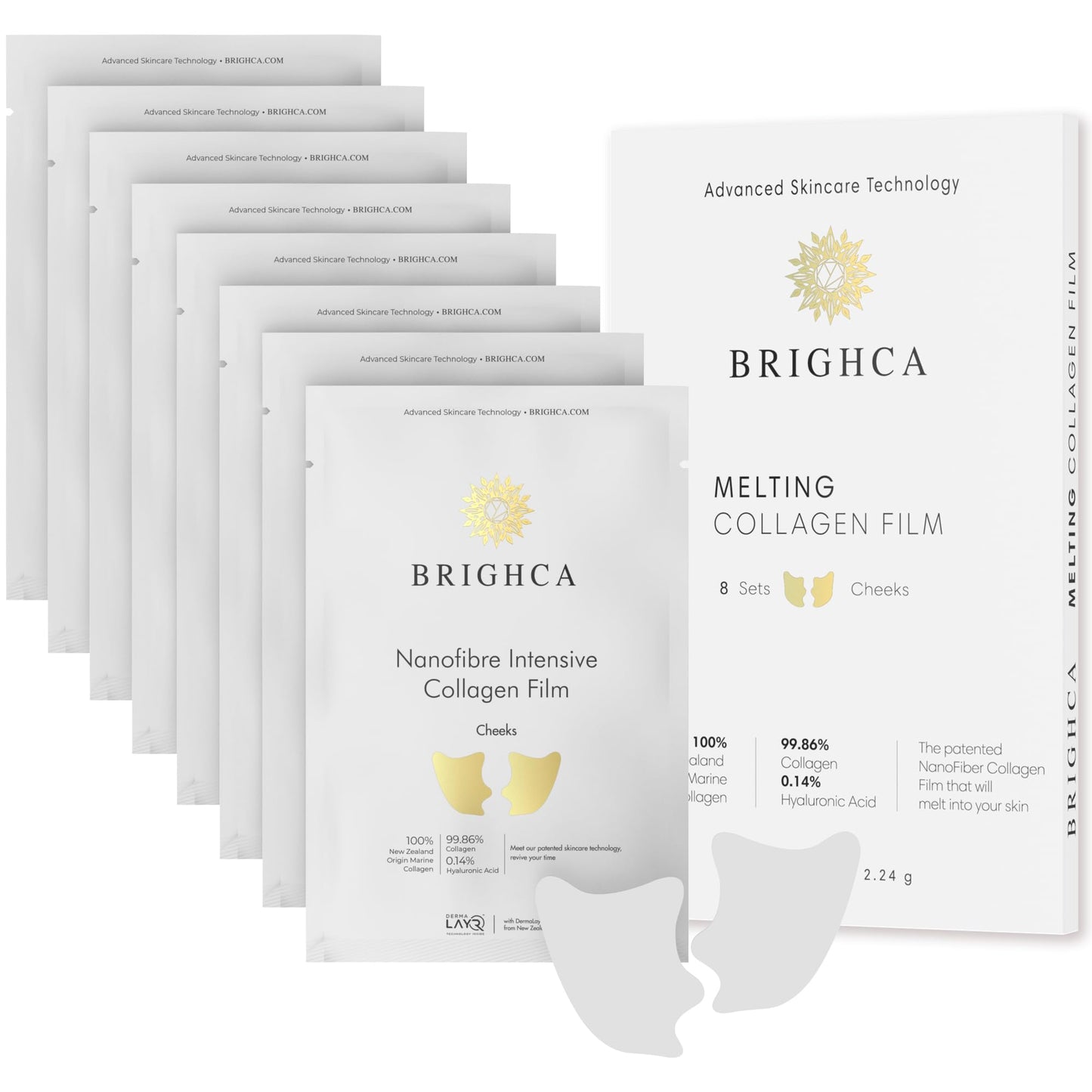 Collagen Melting Mask Refill Pack (8 Pouches) - Part of Brighca’s Melting Collagen Set | Anti-Aging Korean Skin Care Collagen Routine (CHEEKS)