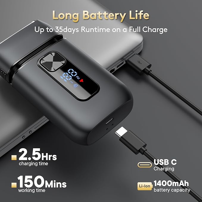 Brightup Foil Shavers for Men - Smooth & Painless Electric Razor for Men with Back Beard Trimmer for Long Thick - Wet Dry Shaving/Travel Lock/LED Display/IPX6 Waterproof