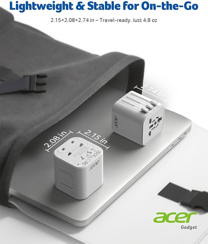 Acer US to Europe Plug Adapter, Universal Travel Adapter, International Power Adapter for USA to Europe UK France Germany Spain Ireland Australia (Type C/G/A/I),White