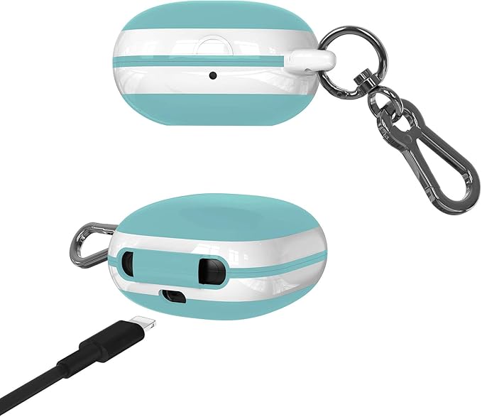 Compatible Powerbeats Pro Case Cover, Full Protective Shockproof Anti-Slip Silicone Case for Beats Powerbeats Pro 2019 (White Edge+Light Green)