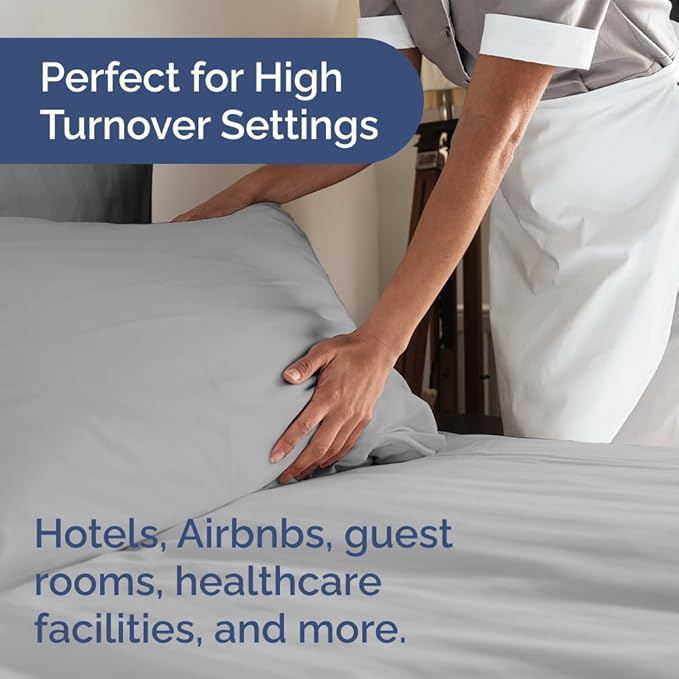 Bulk Case Pack of 16 Sheet Sets - (16) Complete Twin Size Sheet Sets with Deep Pockets - Wholesale Bulk Bedding for Hotels, Spas & Airbnbs - Breathable, Cooling and Wrinkle Free - (Twin, Steel Blue)