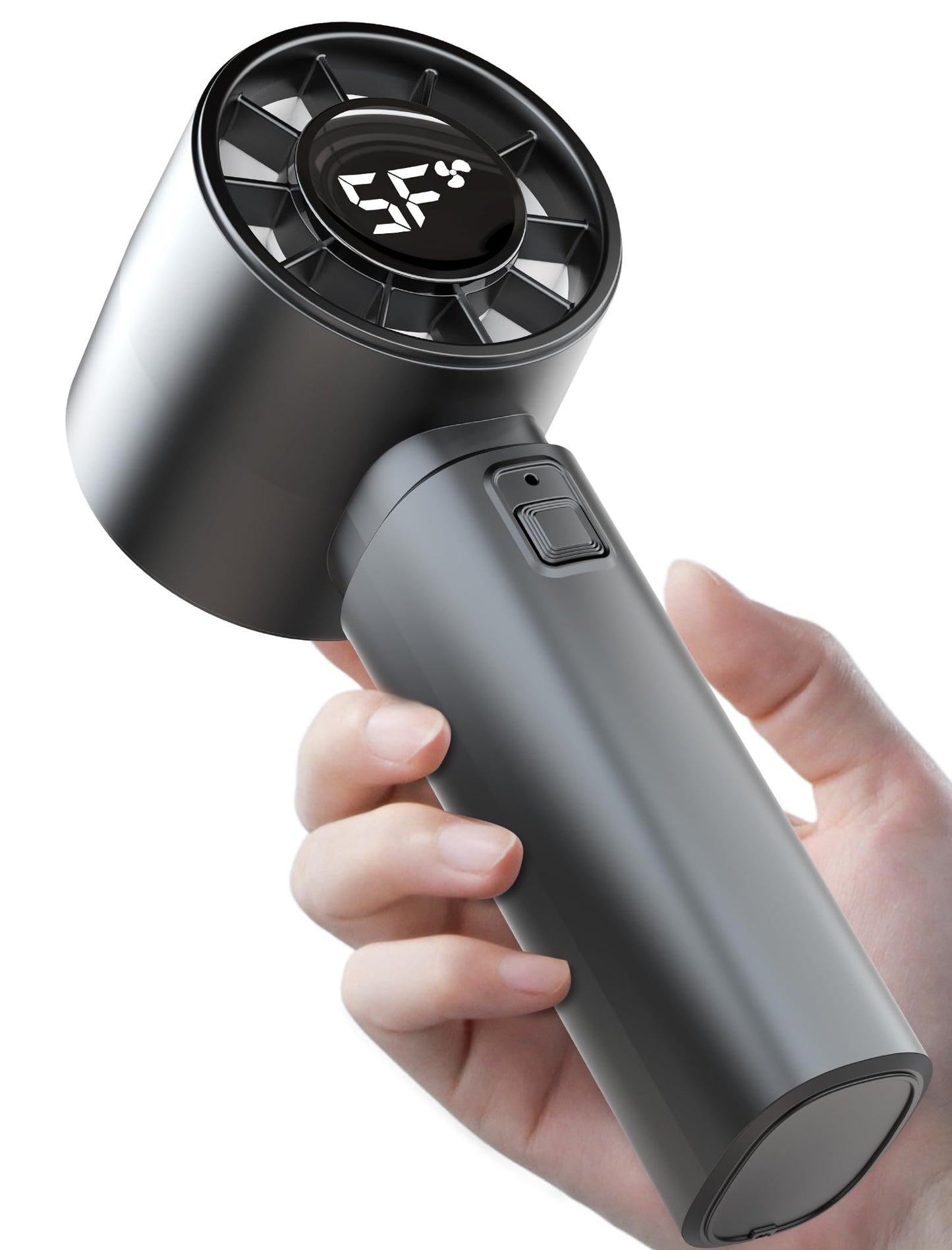 Portable Handheld Fan with Digital Display,High Speed 10000 RPM USB Rechargeable Mini Personal Fan, 4000mAh Battery, Hand Held Cooling for Travel/Camping/Outdoor - Grey (Ideal Gift for Women & Men)