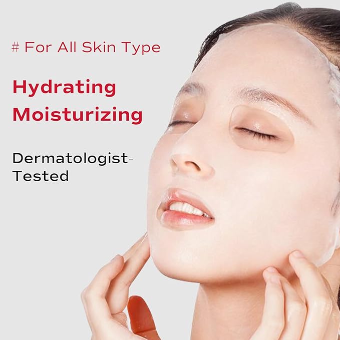 Collagen Face Mask - Hydrating & Moisturizing Sheet Mask with Natural Centella Asiatica for Soothing Skincare, Deeply Nourishing Dry Skin 4-Count