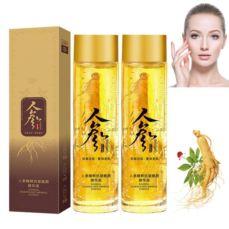2bottle Ginseng Extract Liquid,Ginseng Serum Water Ginseng Gold Peptide Anti Wrinkle Serum Ginseng Oil Skin Tightening Products Facial Products Hydrating Essence Anti Wrinkle Tightening Serum