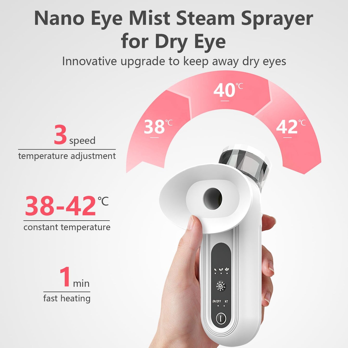 Eye Steamer for Dry Eyes, Heated Eye Steam Sprayer, Portable Nano 2 in 1 Eyes Mist Steamer, Rechargeable Heated Eye Masks for Moisturizing & Cleaning for Face for Home & Travel Use