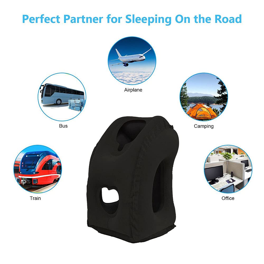Inflatable Travel Pillows for Airplane, Blow Up Neck Pillow for Sleeping, Airplane Travel Essentials for Long Flight Support Head, Neck and Lumbar, Used for Car/Bus/Train/Office Rest, Adults Kids