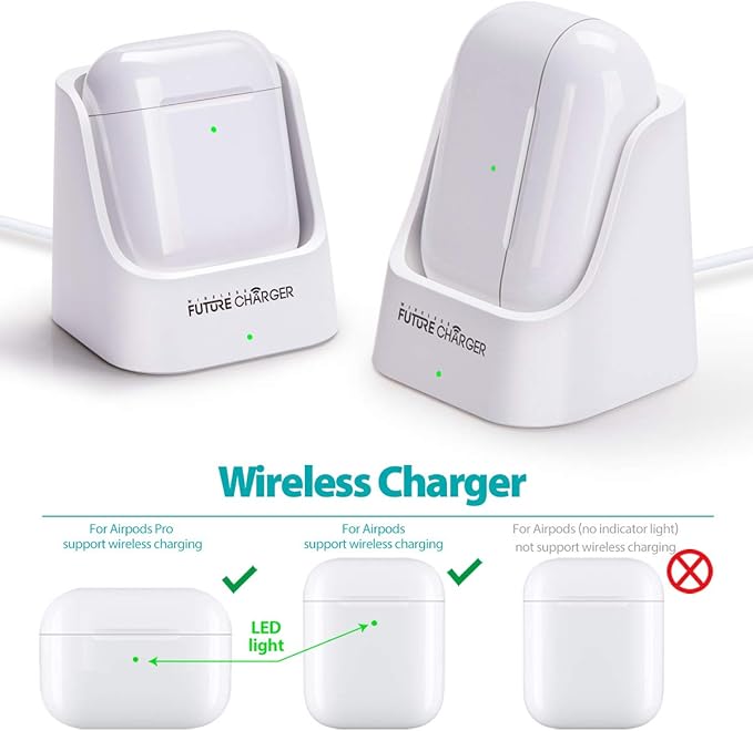 AirPods Wireless Charger - Compatible with AirPods 4/3/2 & Pro 2, Active Noise Cancellation, White
