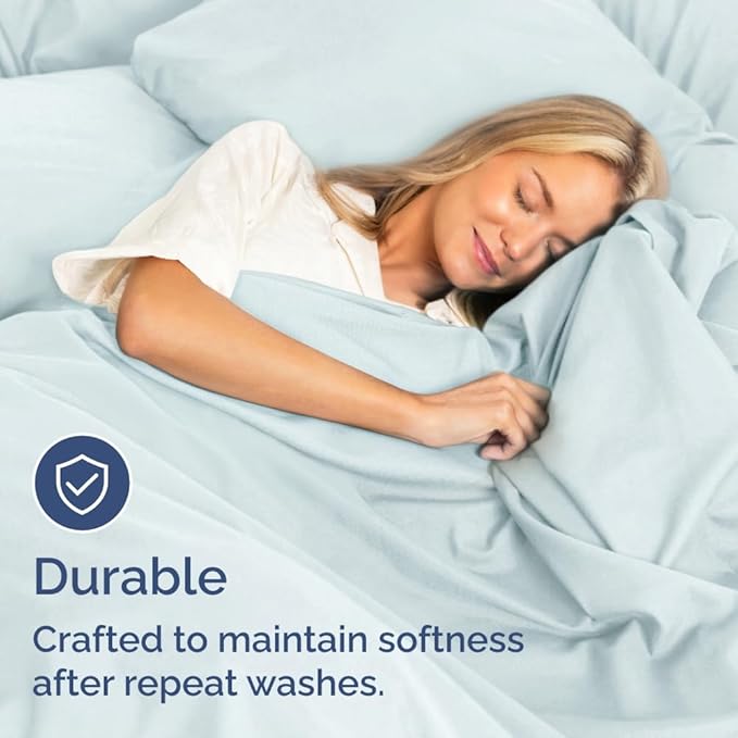 Bulk Case Pack of 12 Sheet Sets - (12) Complete Cal King Size Sheet Sets w/Deep Pockets - Wholesale Bulk Bedding for Hotels, Spas & Airbnbs - Breathable, Soft & Wrinkle Free - (Cal King, Ice Blue)