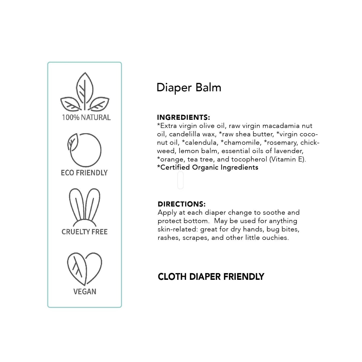 Balm Baby Diaper Balm Stick – Natural Diaper Rash Cream & Multipurpose Baby Skin Ointment with Organic Calendula - Vegan - Soothing, Healing, Moisturizing – Newborn Cradle Cap, Dry Skin (Single)