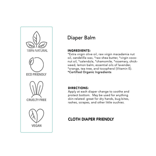 Balm Baby Diaper Balm Stick – Natural Diaper Rash Cream & Multipurpose Baby Skin Ointment with Organic Calendula - Vegan - Soothing, Healing, Moisturizing – Newborn Cradle Cap, Dry Skin (Single)