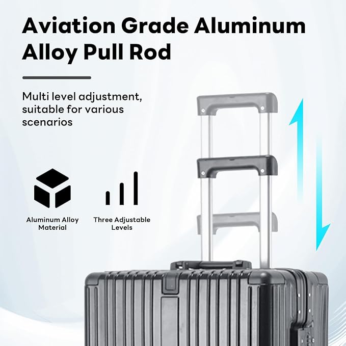 22 inch carry on luggage Durable Suitcase with Cup Phone Holder USB Port Aluminium Frame Carry on Luggage with 8 Double Spinner Wheels TSA Lock Suitcase with Cup Holder Carry On Luggage with USB Port