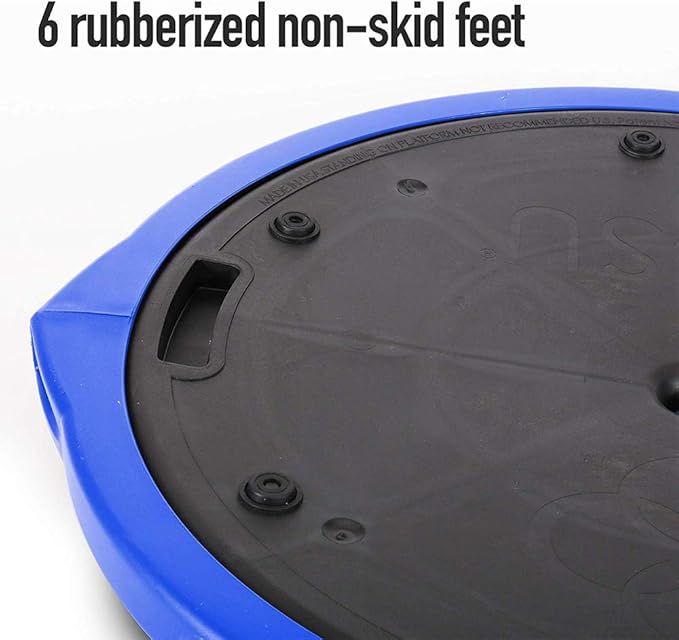 Bosu Balance Ball Exercise Trainer, Home Gym Equipment w/ Guided Workouts & Pump, 26", Blue - Inflatable Fitness Platform for Strength Training, Standing, Balancing, and Core Workout