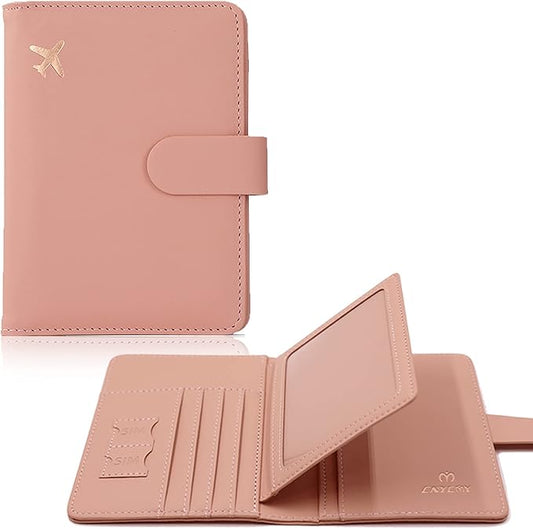 Cnycmy Passport Holder with Airtag,Passport-Wallet-Holder for Women, RFID Passport Holder with Slot Waterproof, PU Leather Travel Passport Case (pink)