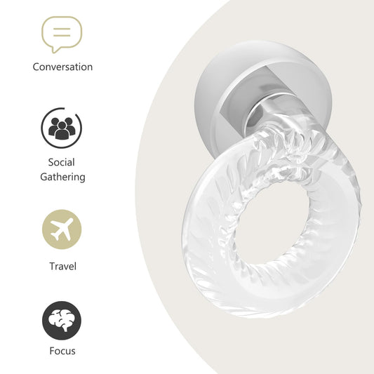 Yawsoy Reusable Ear Plugs, Low-/Mid-Level Noise Reduction Earplugs with Clear Speech for Conversation, Work, Social Gatherings & Noise Sensitivity, 15-18 dB (SNR), 6 Pair Ear Tips in S/M/L, Clear