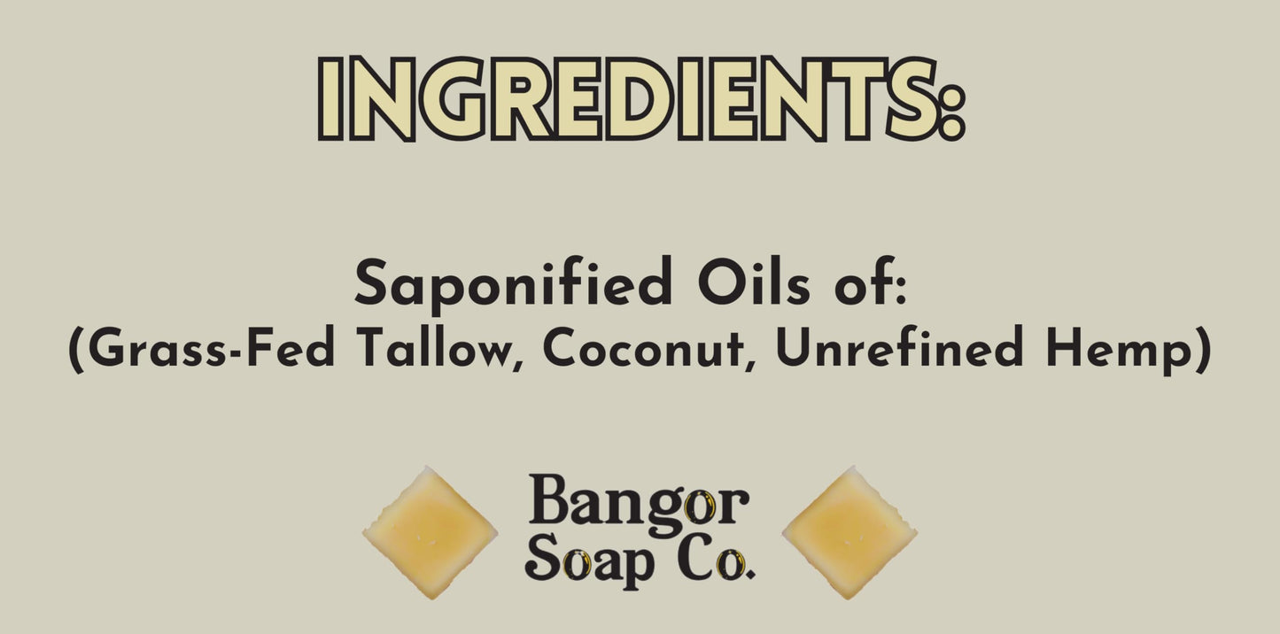 Bangor Soap Co.'s RAW UNSCENTED Pure, Natural Whipped Soap with the FINEST Tallow, Coconut, and Hemp, for the SMOOTHEST Lather in Skin Care