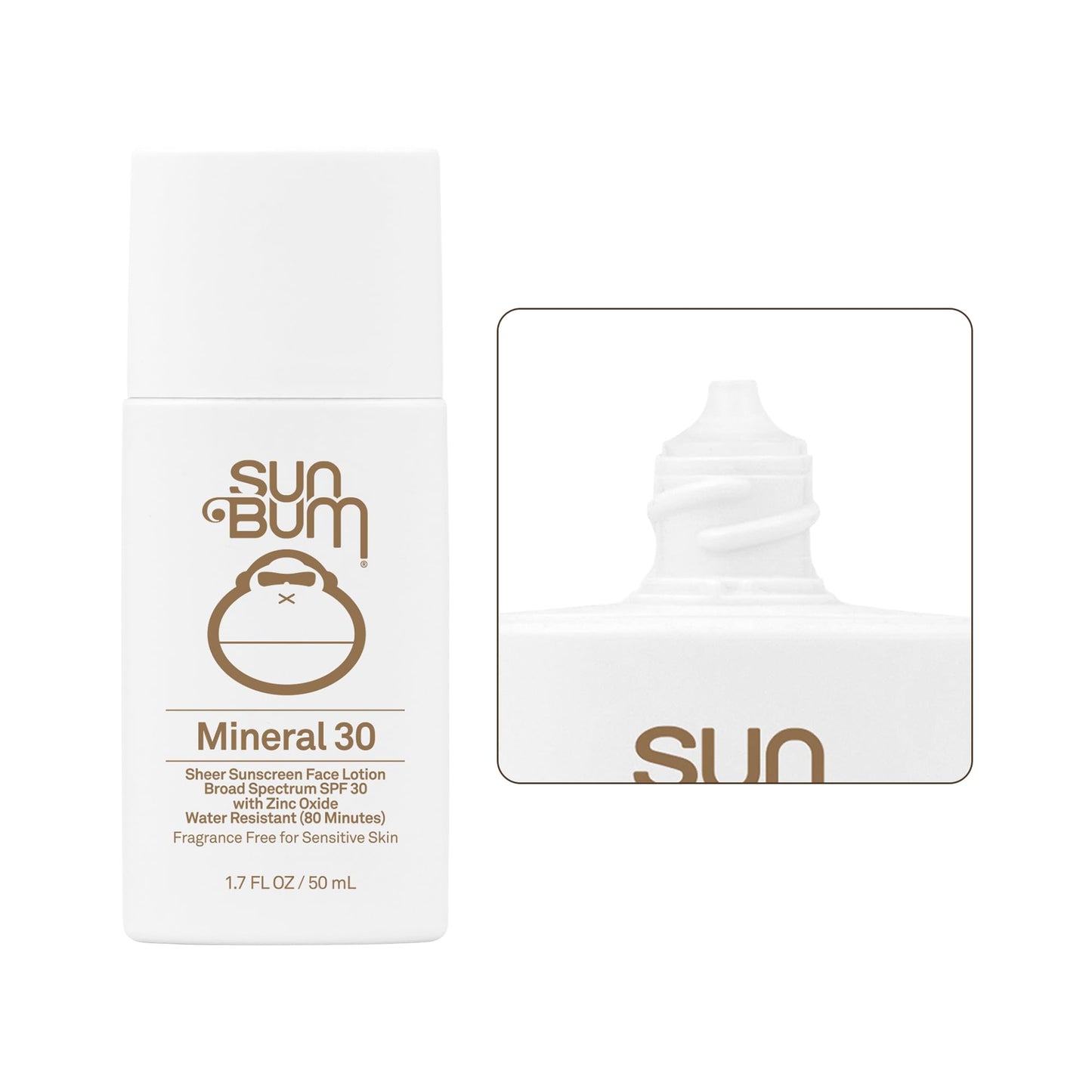 Sun Bum Mineral SPF 30 Face Sunscreen Lotion - Broad Spectrum and Fragrance Free Moisturizing Facial Sunscreen - Hawaii 104 Act Compliant (Without Octinoxate & Oxybenzone) - Travel Size - 1.7 oz
