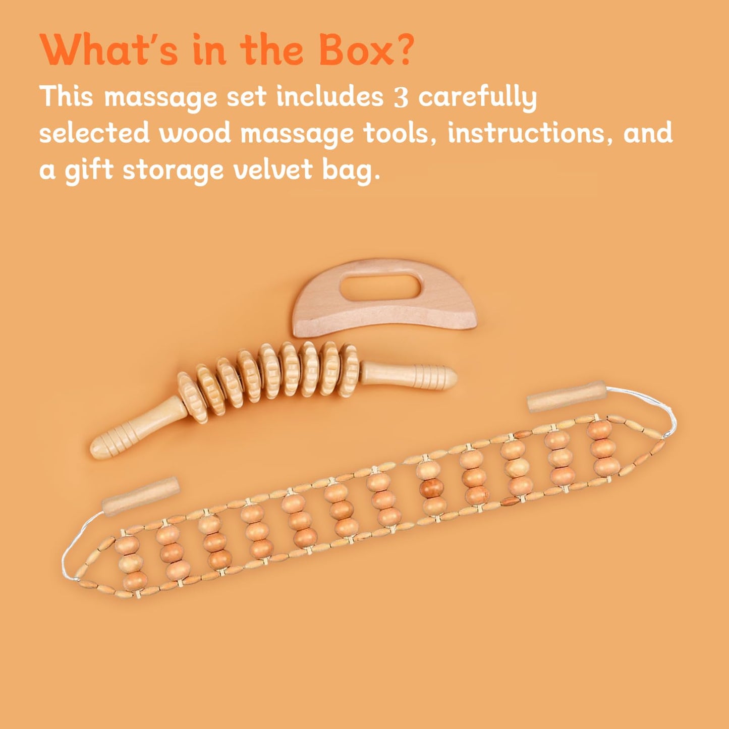 3PCS Wood Therapy Massage Tools, Lymphatic Drainage & Body Sculpting Wooden Massager, Maderoterapia Anti-Cellulite Tool for Deep Tissue Massage, Pain Relief & Muscle Recovery