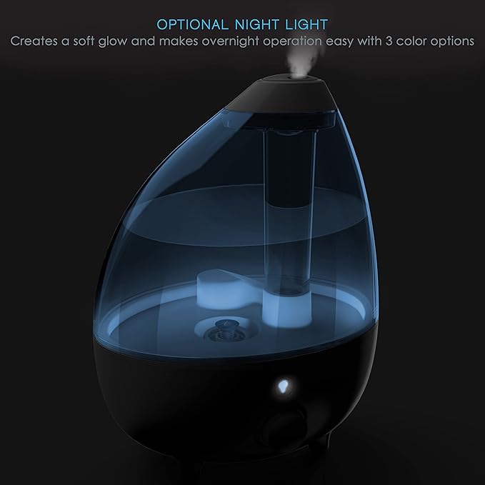 Pure Enrichment MistAire XL Ultrasonic Cool Mist Humidifier - All Day Operation for Large Rooms, 1 Gallon Tank, Variable Mist Control, Automatic Shut-Off, Whisper Quiet, and Optional Night Light