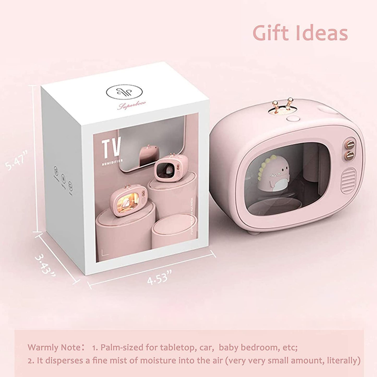 Cool Mist Animal Humidifiers, LED Nightlights, Mini Cute USB Humidifier, 30dB Whisper-Quiet, 400ML, 800mAh Wireless, USB Charging for Bedroom(White)
