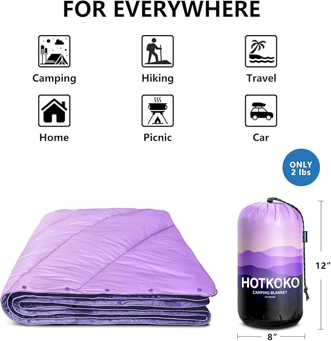Camping Blanket,Lightweight Down Alternative Puffy Blanket Packable Outdoor Blanket for Camping,Traveling, Stadium, Hiking, Picnics