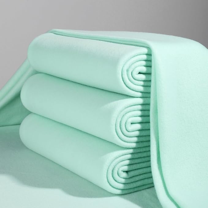 CAI TENG Fleece Throw Blankets Blanket Lightweight Warm Soft Cozy Kids Pet-Friendly Bulk Fleece Blanket Solid for Home, Bed, Sofa, Dorm, Office, Gifts, Outdoor Mint 6 Pack 50 x 60 inch