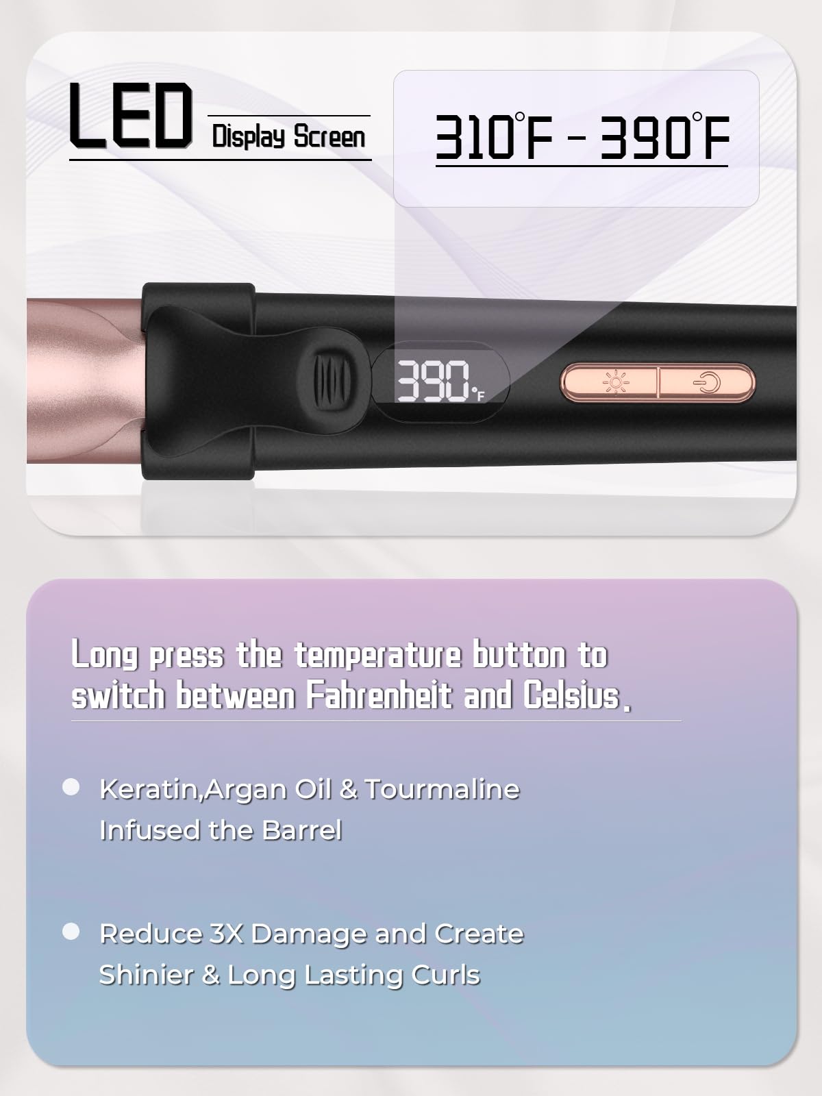 Travel Curling Iron 5 Adjustable Temp, 1 Inch Mini Curling Iron Travel Size with LED Display, Ceramic Mini Hair Curler with Keratin and Argan Oil Infuse, Dual Voltage