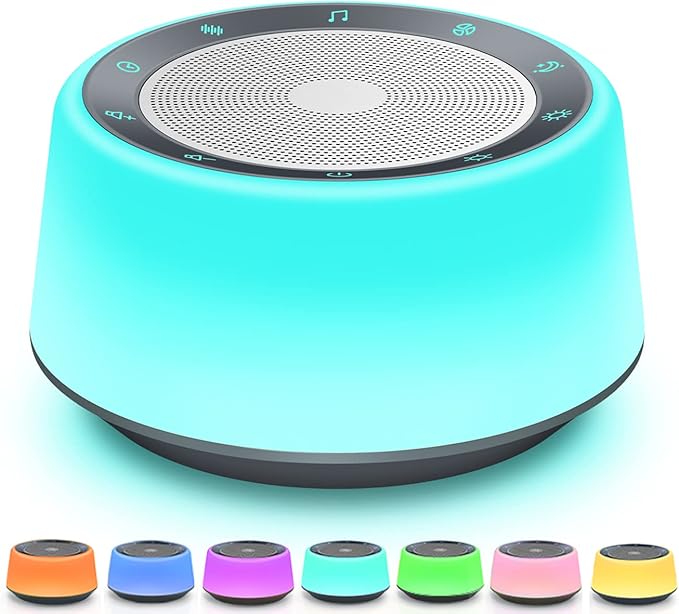 BGOVERSS Sound Machine with 30 Soothing Sounds, 16 Colors Night Light White Noise Machine for Adults Baby Kids Sleep Machines Function 36 Volume Levels 5 Timers for Home Office Travel (Grey, /)
