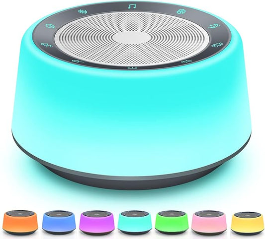 BGOVERSS Sound Machine with 30 Soothing Sounds, 16 Colors Night Light White Noise Machine for Adults Baby Kids Sleep Machines Function 36 Volume Levels 5 Timers for Home Office Travel (Grey, /)