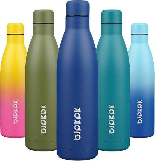 BJPKPK 25oz Insulated Water Bottle Double Wall Vacuum Insulated Stainless Steel Water Bottles for Spots Keep Cold and Hot,Blue