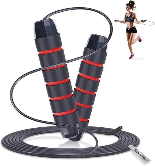 Jump Rope for Women Men Kids, Adjustable Skipping Rope with Ball Bearings, Professional Jumping Rope with Foam Handles, Tangle-Free Rapid Speed Jump Ropes for Fitness Workout Boxing Exercise