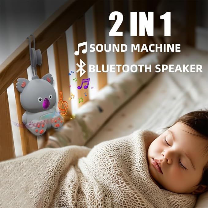 Baby Sound Machine White Noise Machine with Bluetooth Speaker, Portable Soothing Sounds Music Memory Function Sleep Sound Timer Soother for Baby