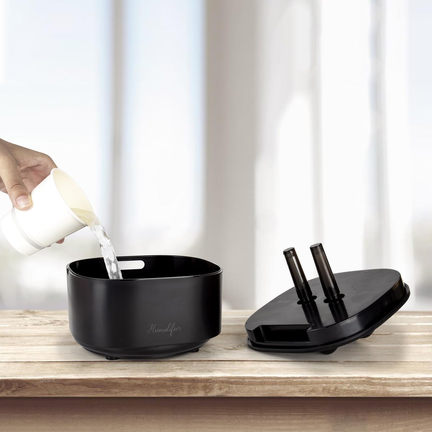 Humidifier for Bedroom,1.5L Volcano Essential Oil Diffuser,Air Diffuser with Premium Flame Lights Dual Nozzle Design, Auto Shut-Off USB Desk Humidifier, Ultra-Silent for Bedroom Travel Office.