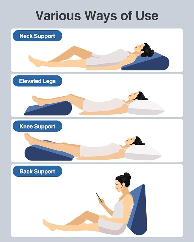 Luxtude Inflatable Wedge Pillow for Sleeping, Travel Wedge Pillow for Back Pain Relief, Knee Leg Elevation Support, Inflatable Bed Pillows for Sleeping, Back Support for Sitting Up