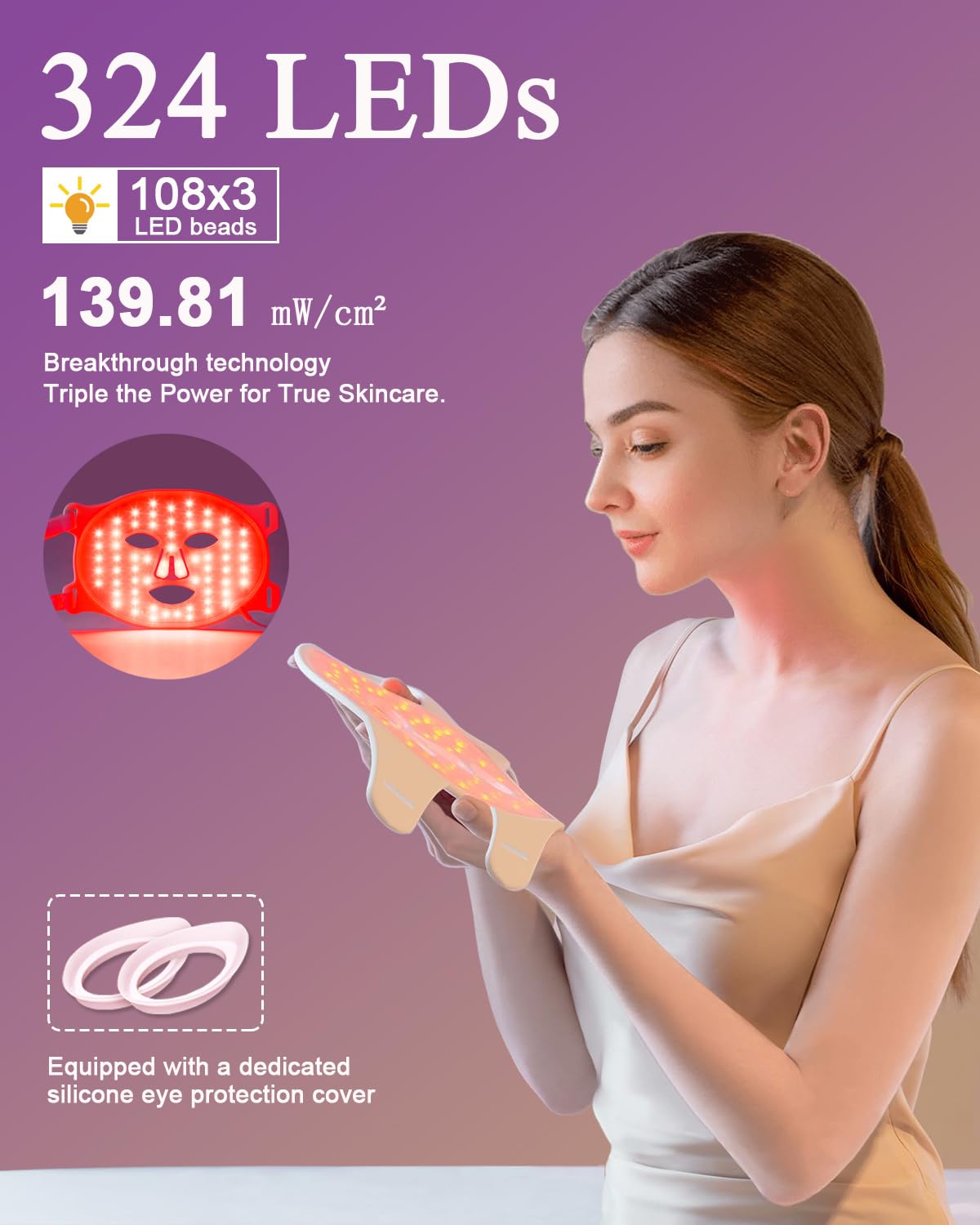 BETNEP Red Light Therapy for Face, LED Face Mask Light Therapy,Near-Infrared 850 Red Light Therapy Mask(NIR),Portable,Rechargeable and Remote