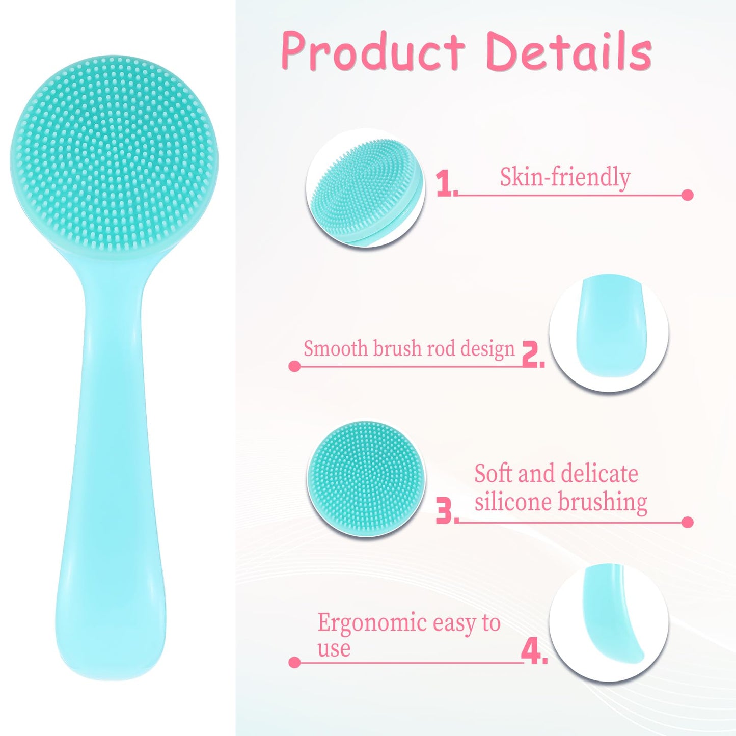 BOHUIZ 2Pcs Silicone Face Brush Manual Face Scrub Brush, Soft Facial Cleansing Brush Waterproof Exfoliating Face Brush Skin Friendly Face Cleaner Brush for Blackheads Makeup Residues Removal