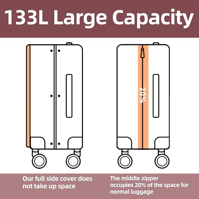 29 Inch Luggage with Expansion & Side Opening Design, 50 * 31(35)*76cm, 117L~133L Ligthweight ABS+PC Hardshell Checked Suitcase, TSA Lock & YKK Zipper with HINOMOTO 360° Wheels, Pink