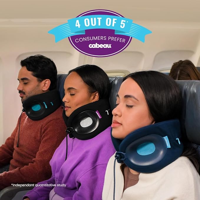 Cabeau Travel Essential Neck Pillow - Fits Most Neck Sizes (11-21 inches) - Evolution X Three Ways to Adjust for Ultimate Comfort on Long Flights (Amethyst)