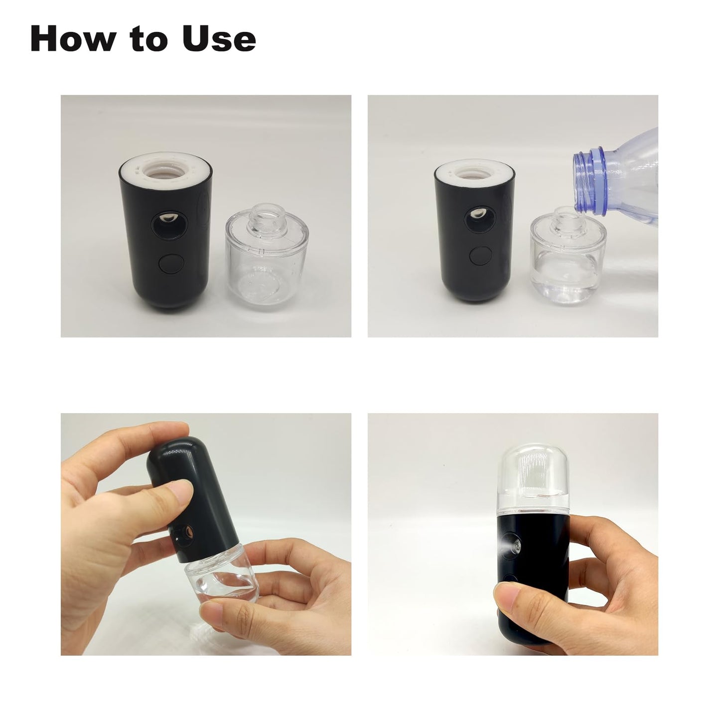 Kingsmile Nano Mist Sprayer, Electric Nano Mister, Portable Face Mister for Eyelash Extensions & Daily Care, Mini Face Humidifier, Facial Mister with 1OZ /30ML Large Capacity Screwing Water Tank Black