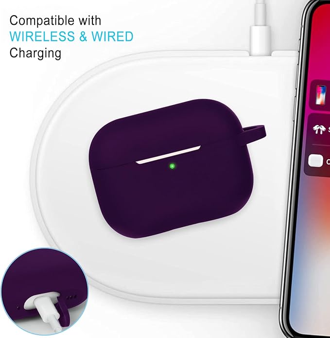 Case for Apple Airpods Pro 3 (2025) - VOTILE Airpods Pro 3 Cases Cover Women Silicone iPods Pro 3 Earbuds Wireless Accessorie Charging Cases Girl Bling Keychain for Airpod iPods Pro 3 - Dark Purple
