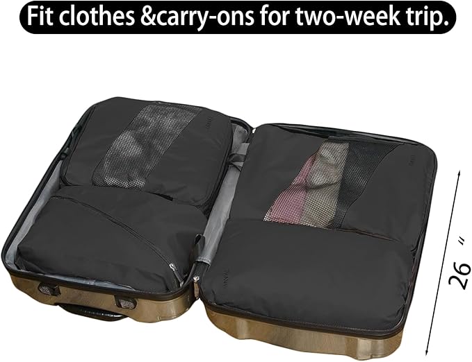 6 Set Compression Packing Cubes For Travel- Effortless Organization&Space Saving Cube For Quick Packing And Unpacking,Travel Must Have Suitcase Essentials For Business Trip,Cruise,Camping,Vacation