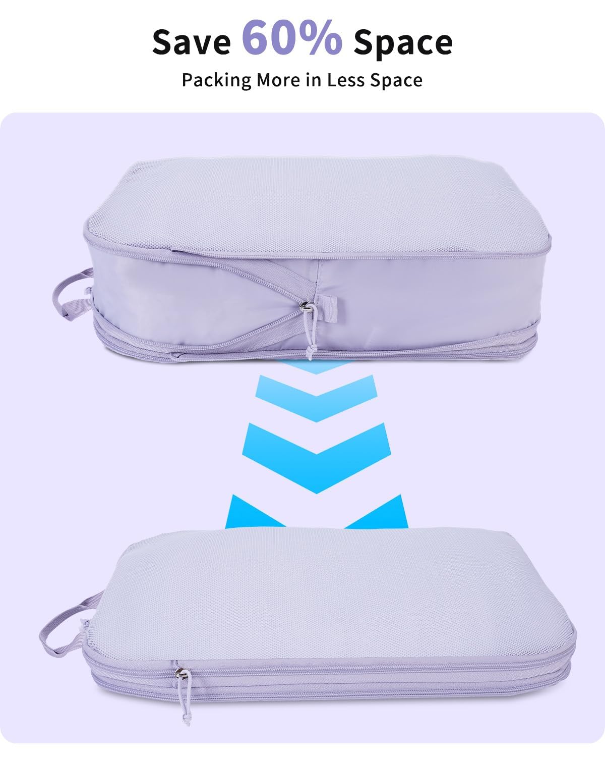 Ceneda 7 Set Compression Packing Cubes for Travel, Expandable Luggage Organizer with Shoe & Laundry Bags, Lightweight Suitcase Packing Cubes for Women & Family, Carry-On, Cruise, Vacation(Purple)