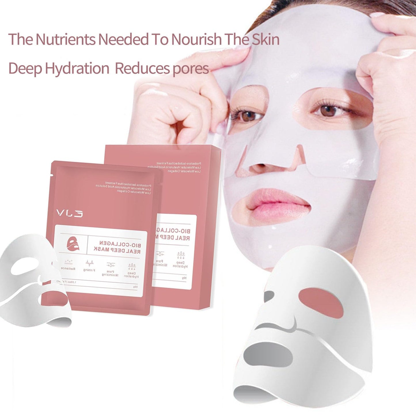 EJV Bio-Deep Collagen Face Mask, Overnight Deeply Hydrate, Korean-style Ultimate Skincare, Suitable for Ladies' Delicate Skin Care, Pore Minimizing, Firm Skin (4PCS)