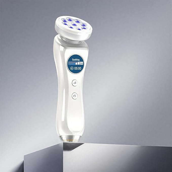 5-in-1 Beauty Massager for Face and Neck, Facial Massager for Skin Care, Red Light, Thermal, and Vibration Technologies, Improve, Firm,Tightening and Smooth Has Skin Detection Function