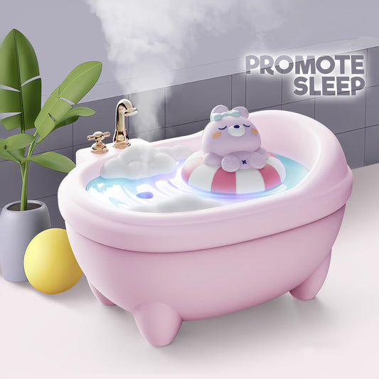 Cute Pink Mini Humidifier for Bedroom & Office, Top Fill 0.34L, Cool Mist, Quiet, Easy Clean, Colorful Light, Auto Shut Off