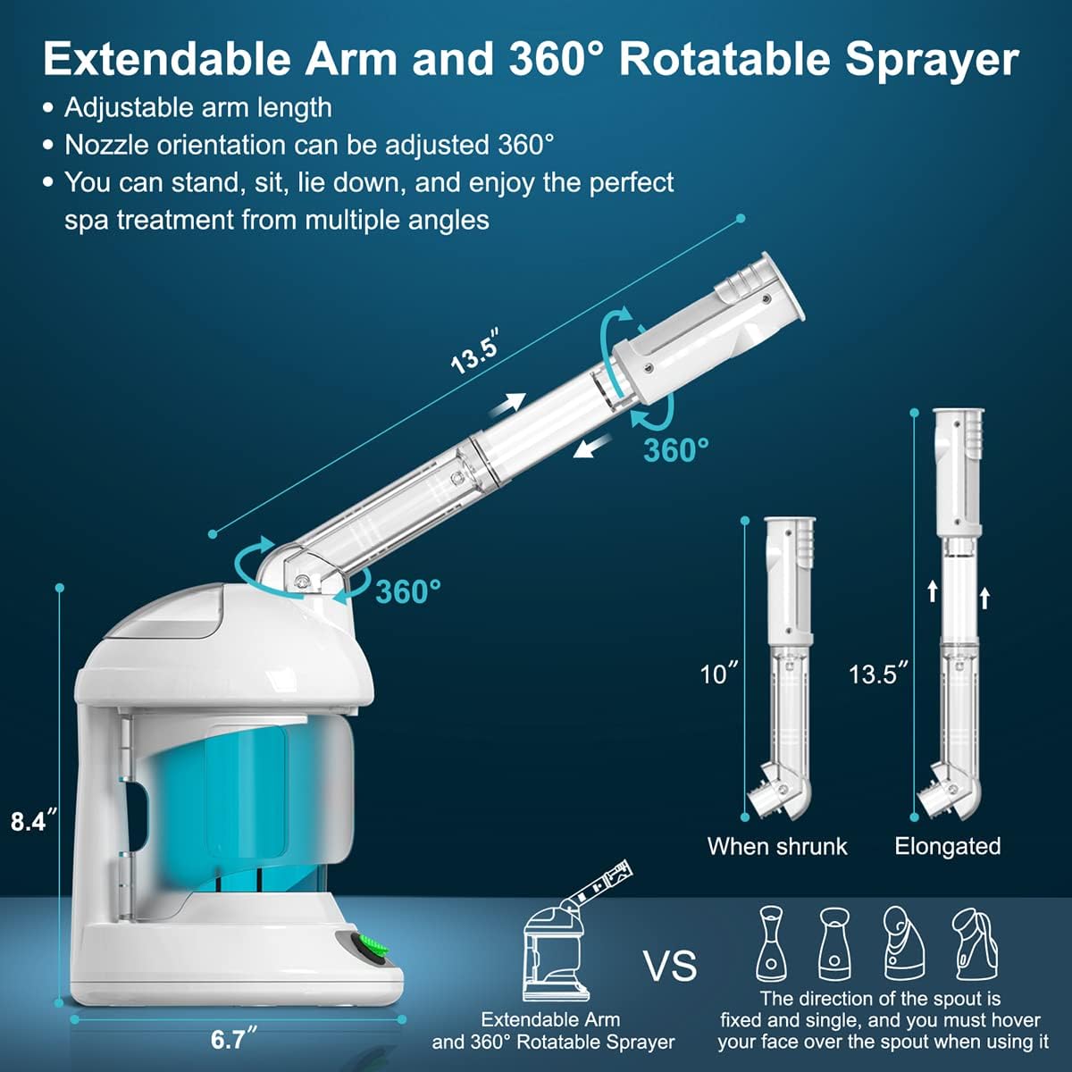 DENFANY Hair Steamer, 2 in 1 Hair and Face Steamer for Natural Hair with UV Ozone, Face Steamer Hair Humidifier Moisturising Hydration System Sprayer for Personal Care Use at Home and Salon